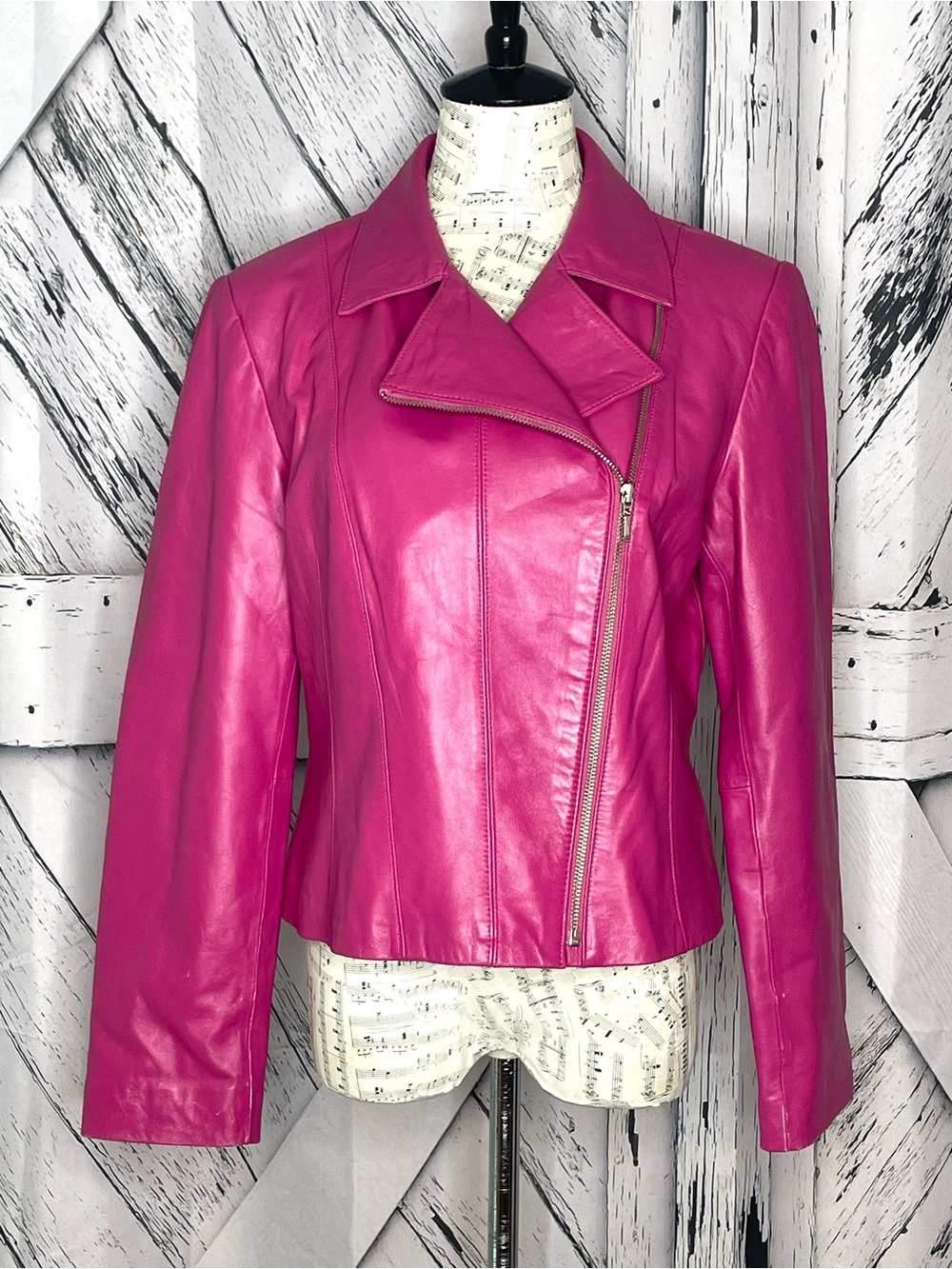 Yvonne Marie Leather Motorcycle Jacket Pink 10